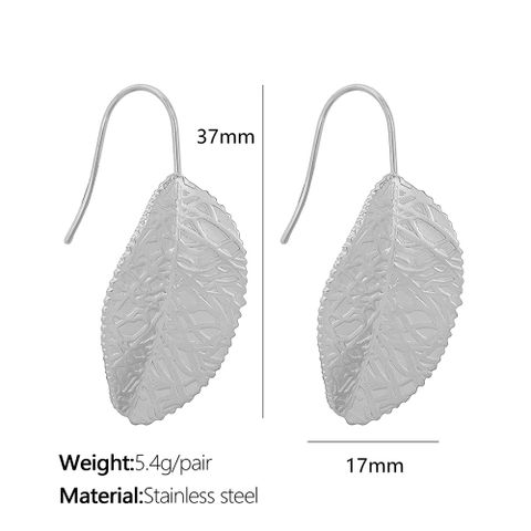 Titanium Steel Retro Simple Style Plating Leaf Drop Earrings