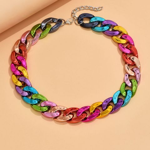 Vintage Style Color Block Solid Color Arylic Plating Women's Necklace
