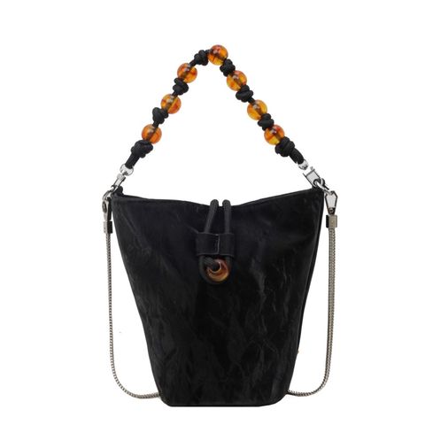 Women's Small Pu Leather Solid Color Basic Classic Style Lock Clasp Bucket Bag