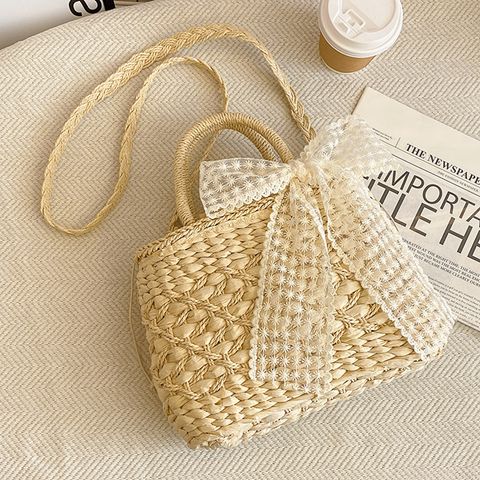 Women's Small Straw Bow Knot Streetwear String Shoulder Bag
