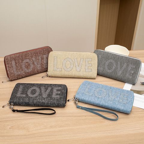 Women's Letter Pu Leather Zipper Wallets