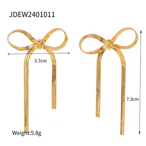 1 Pair IG Style Modern Style Classic Style Bow Knot 304 Stainless Steel Titanium Steel 18K Gold Plated Drop Earrings