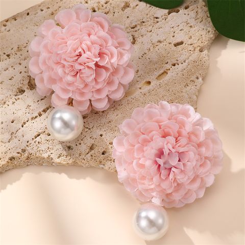 1 Pair Cute Lady Sweet Flower Cloth Drop Earrings