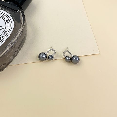 1 Pair Elegant Lady Modern Style Bulb Plating Inlay Sterling Silver Artificial Pearls Ear Studs