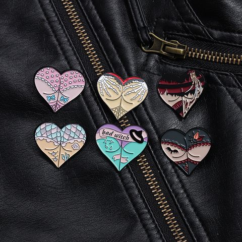 Cartoon Style Cute Cowboy Style Letter Heart Shape Alloy Stamping Stoving Varnish Women's Brooches
