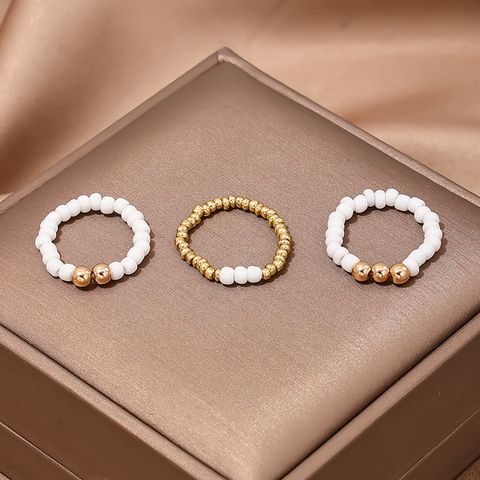 Simple Style Classic Style Color Block Plastic Beaded Women's Rings