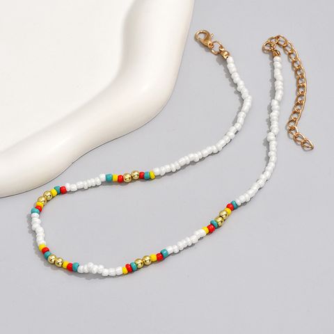 Wholesale Jewelry Casual Simple Style Geometric Beaded Seed Bead Plating Necklace