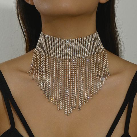 Wholesale Jewelry Shiny Geometric Alloy Rhinestones Plating Inlay Necklace