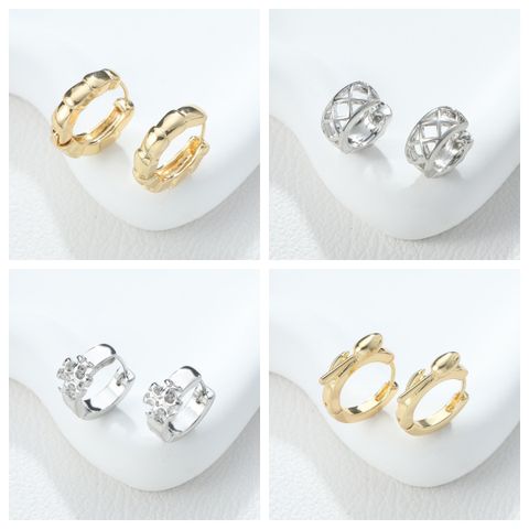 1 Piece IG Style Simple Style Solid Color Flower Rhombus Hollow Out Inlay Alloy Rhinestones Earrings