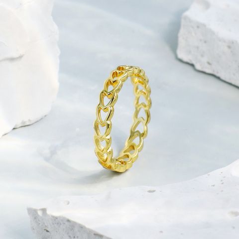 Copper 18K Gold Plated Simple Style Classic Style Commute Hollow Out Inlay Solid Color Zircon Rings