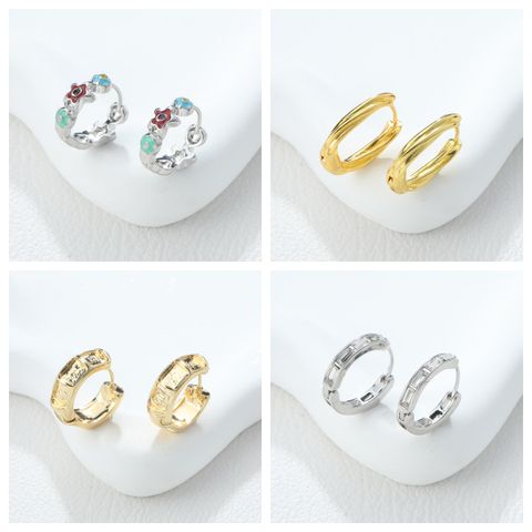 1 Piece Pastoral Simple Style Solid Color Flower Alloy Earrings