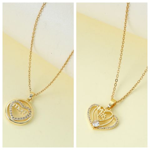Wholesale Jewelry Elegant Lady Modern Style Letter Heart Shape Alloy Rhinestones Inlay Pendant Necklace