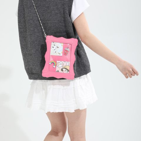 Women's Small Pu Leather Cartoon Solid Color Cute Zipper Crossbody Bag