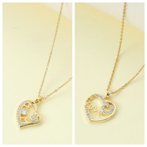 Wholesale Jewelry Simple Style Classic Style Letter Zinc Alloy Zircon Inlay Pendant Necklace