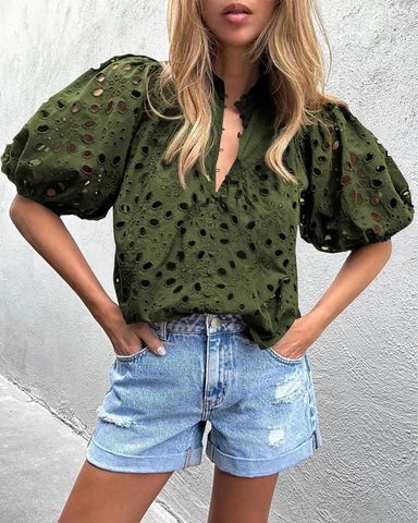 Women's T-shirt Half Sleeve T-Shirts Patchwork Vacation Solid Color