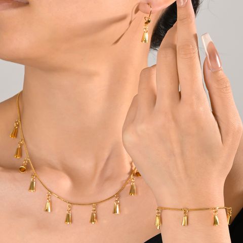 Copper 18K Gold Plated Simple Style Solid Color Tassel Solid Color Jewelry Set