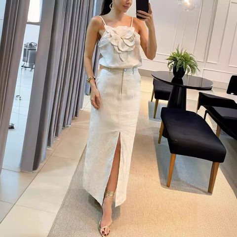 Holiday Daily Women's Streetwear Solid Color Linen Cotton Skirt Sets Skirt Sets