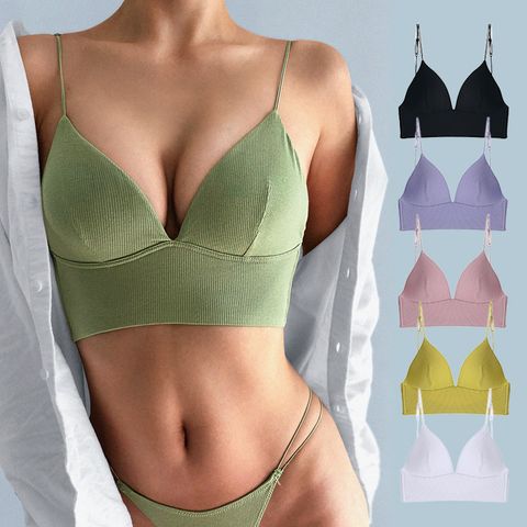 Solid Color Push Up Breathable Bra