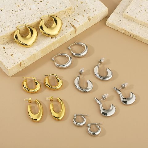 1 Pair Simple Style Geometric 304 Stainless Steel 18K Gold Plated Earrings Ear Studs