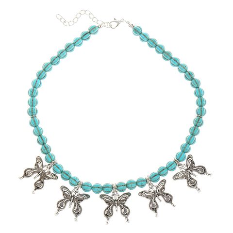 Vintage Style Ethnic Style Bohemian Heart Shape Butterfly Alloy Turquoise Women's Earrings Necklace