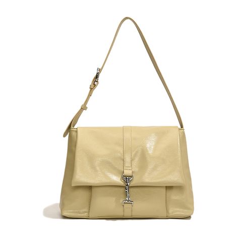 Women's Medium Pu Leather Solid Color Basic Classic Style Zipper Shoulder Bag