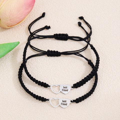 IG Style Sweet Letter Heart Shape Alloy Rope Hollow Out Couple Bracelets