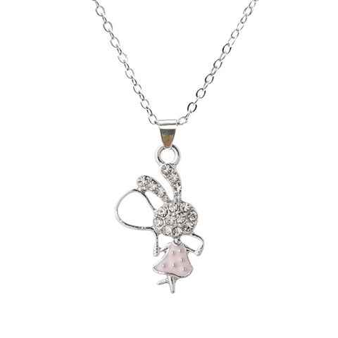Cute Rabbit Alloy Plating Inlay Artificial Diamond Women's Earrings Necklace