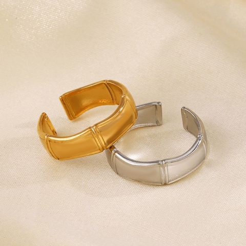 304 Stainless Steel 18K Gold Plated Simple Style Classic Style Commute Bamboo Open Rings