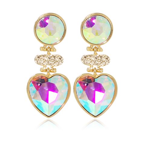 1 Pair Simple Style Classic Style Heart Shape Plating Inlay Alloy Rhinestones Gold Plated Drop Earrings