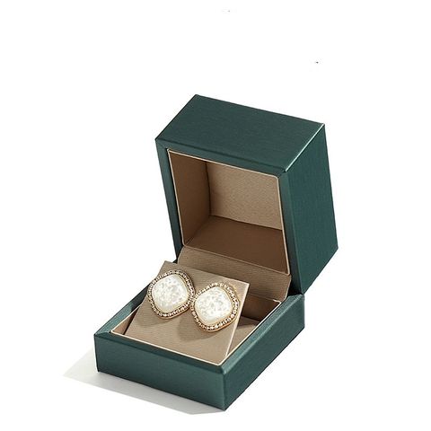 Dark Green Leather Jewelry Box Ring Stud Earrings Bracelet Box Necklace Display Jewelry Box Jewelry Storage Box Spot Wholesale