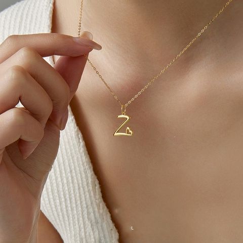 Sterling Silber Weißgold Plattiert Vergoldet IG-Stil Einfacher Stil Aushöhlen Brief Herzform Halskette Mit Anhänger