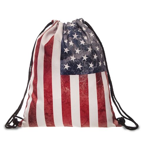 Waterproof National Flag Casual Travel Drawstring Backpack