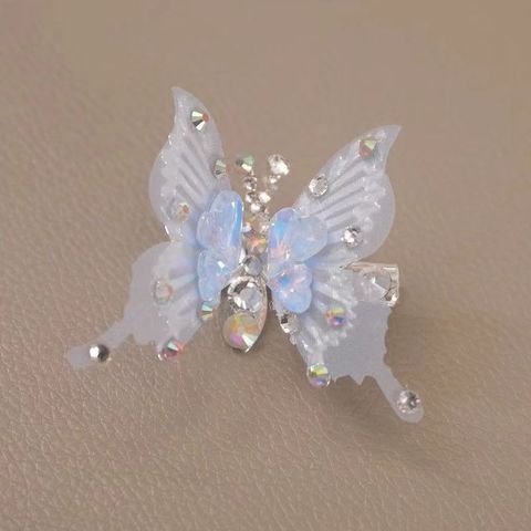 Children Unisex Sweet Butterfly Metal Chain Inlay Rhinestones Hair Clip