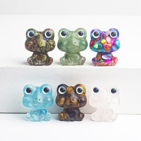 Cute Simple Style Frog Natural Stone Crystal Ornaments Artificial Decorations