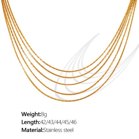 Titanium Steel 18K Gold Plated Simple Style Layered Plating Lines Layered Necklaces