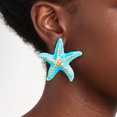 1 Pair Simple Style Classic Style Starfish Alloy Ear Studs