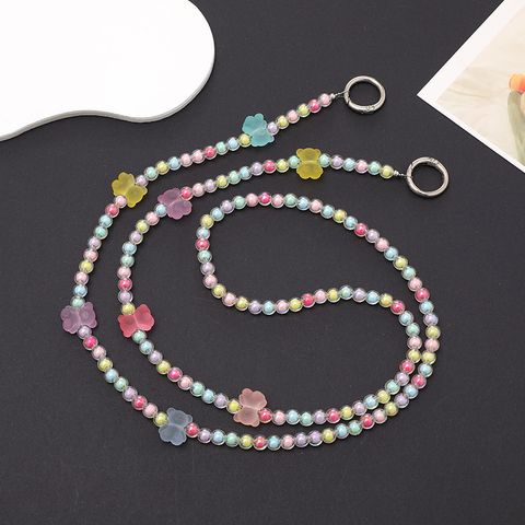 Cute Heart Shape Flower Butterfly Arylic Beaded Stoving Varnish Mobile Phone Chain