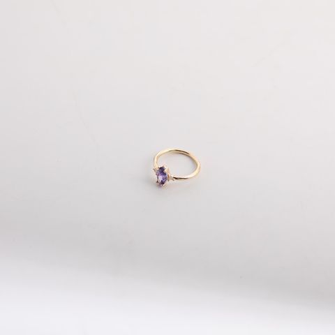 Glass Copper 18K Gold Plated Elegant Modern Style Classic Style Plating Inlay Geometric Birthstone Rings