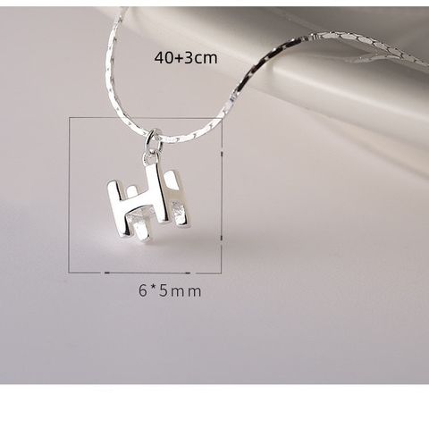 Sterling Silver Elegant Simple Style Plating Letter Pendant Necklace