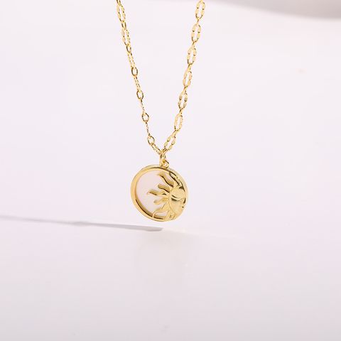 Copper 14K Gold Plated Fashion Sun Moon Pendant Necklace