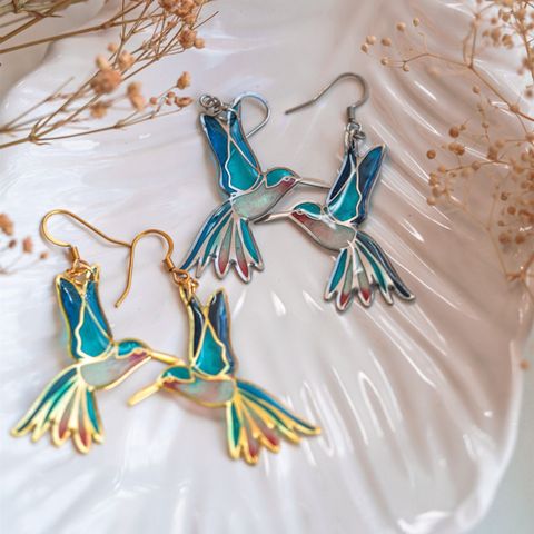 1 Pair Retro Hummingbird Plating Zinc Alloy Gold Plated Drop Earrings