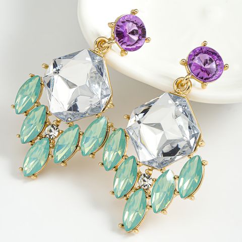 1 Pair Elegant Classic Style Shiny Geometric Tassel Inlay Alloy Rhinestones Drop Earrings