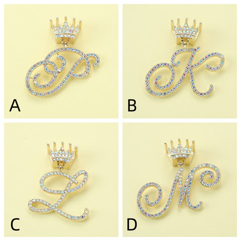 1 Piece 50mm Alloy Rhinestones Letter Crown Polished Pendant
