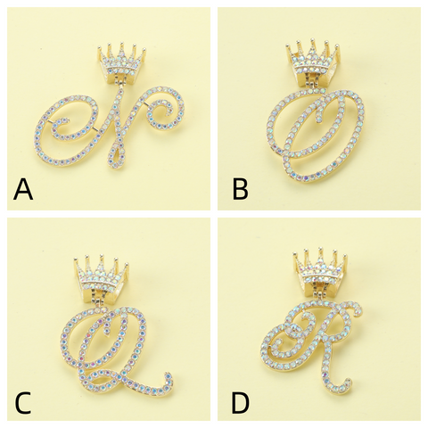 1 Piece 50mm 53MM 54mm Alloy Rhinestones Letter Crown Polished Pendant