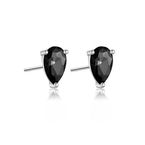 1 Pair Simple Style Classic Style Geometric Inlay Sterling Silver Zircon Ear Studs