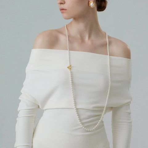 Simple Style Geometric Imitation Pearl Women's Long Necklace