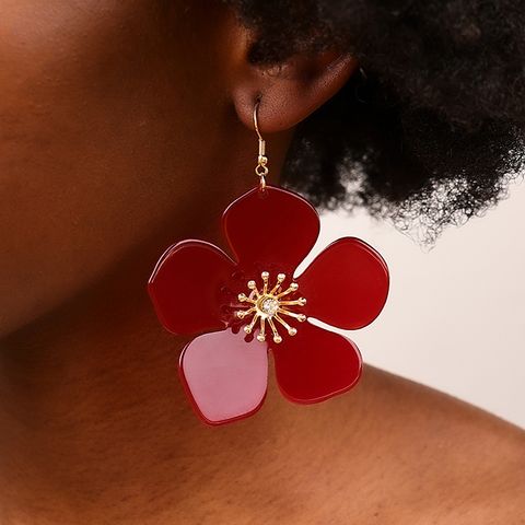 1 Pair Simple Style Classic Style Flower Inlay Arylic Rhinestones Drop Earrings