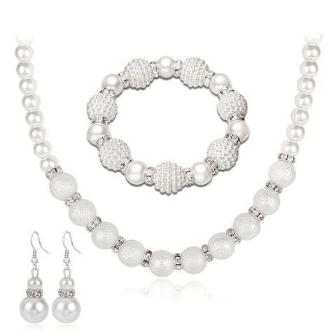 Casual Luxurious Bridal Geometric Artificial Pearl Inlay Artificial Pearls Women's Jewelry Set