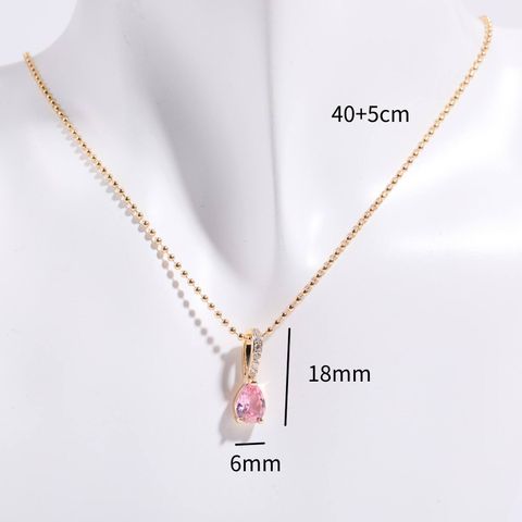Copper Elegant Lady Inlay Geometric Artificial Pearls Zircon Pendant Necklace