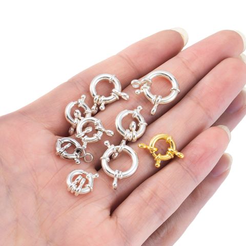 1 Piece Diameter 10mm Diameter 12mm Diameter 14mm Hole 2~2.9mm Sterling Silver Solid Color Polished Jewelry Buckle